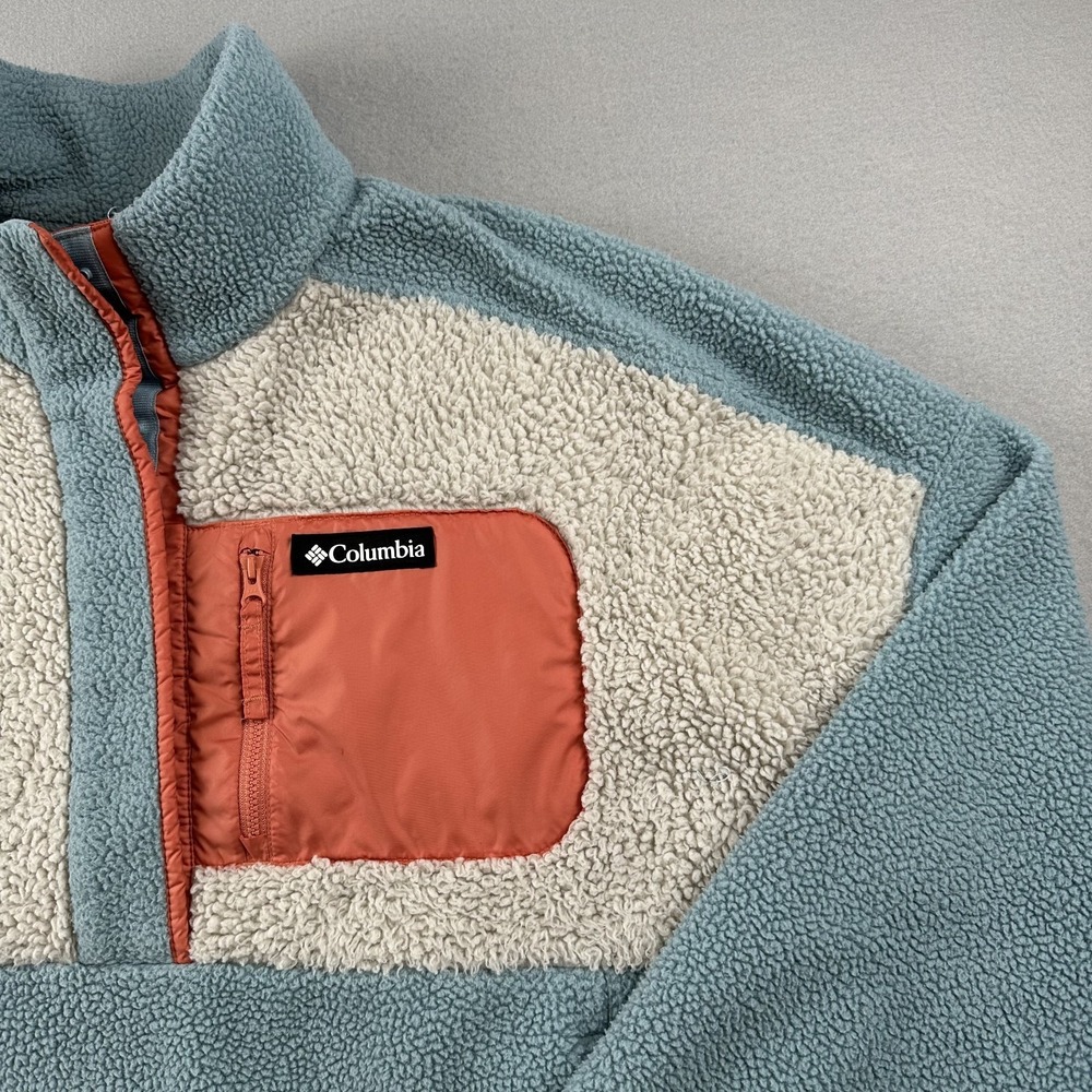 Columbia Women's Lodge Sherpa 1/2 Snap Fleece Pullover Size XL Stone Blue - Picture 5 of 11